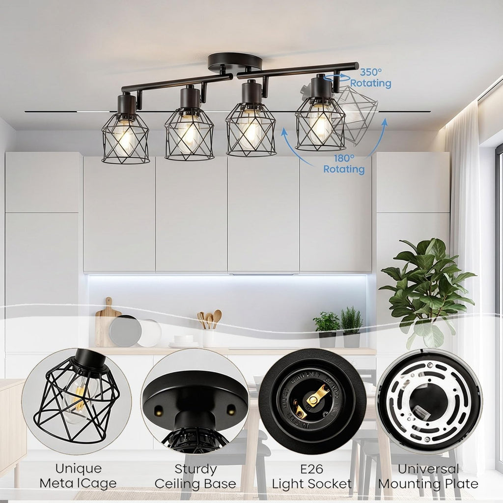 4‑Light Rotatable Track Ceiling Light
