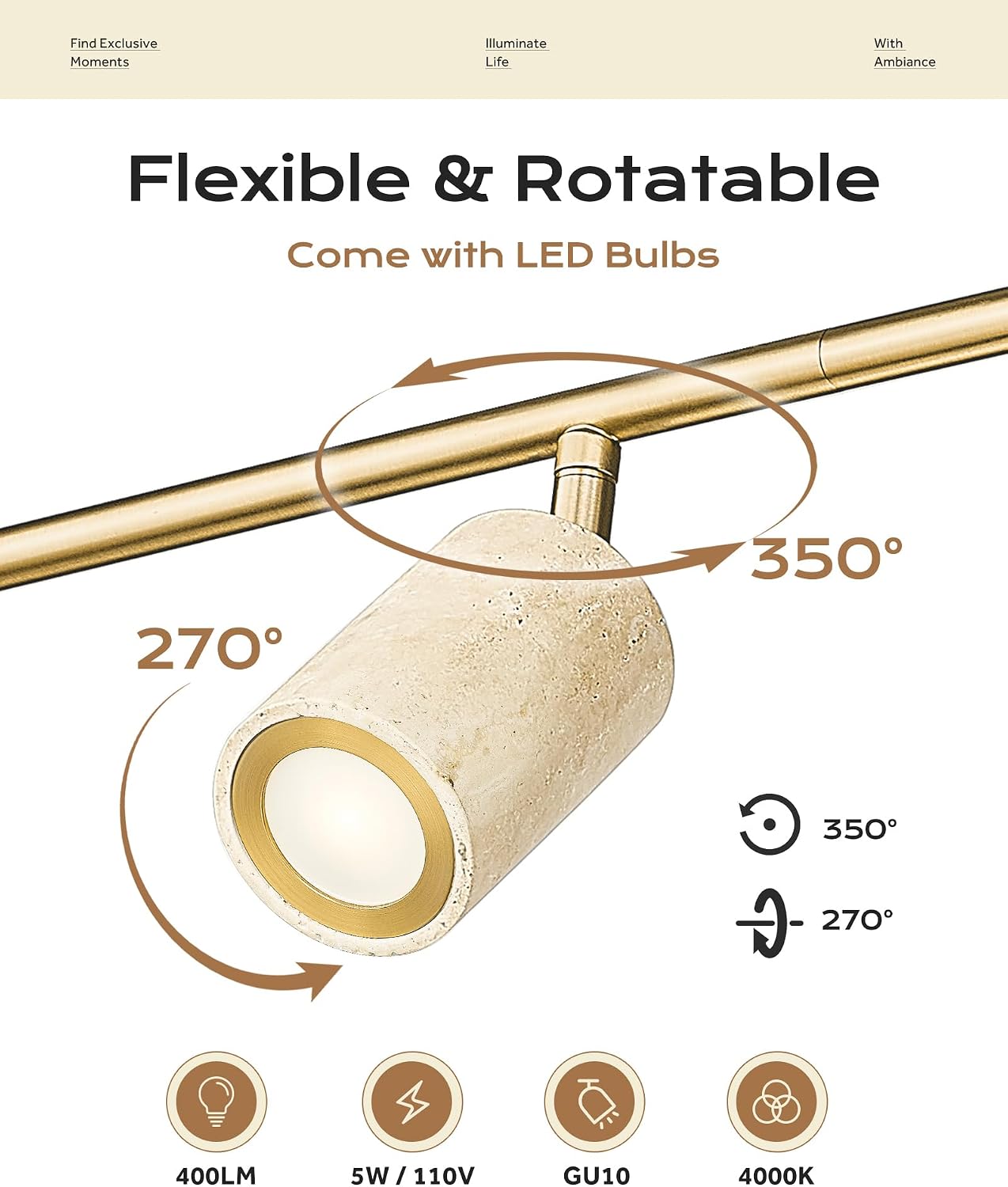 Natural‑Stone LED Track Lighting Kit