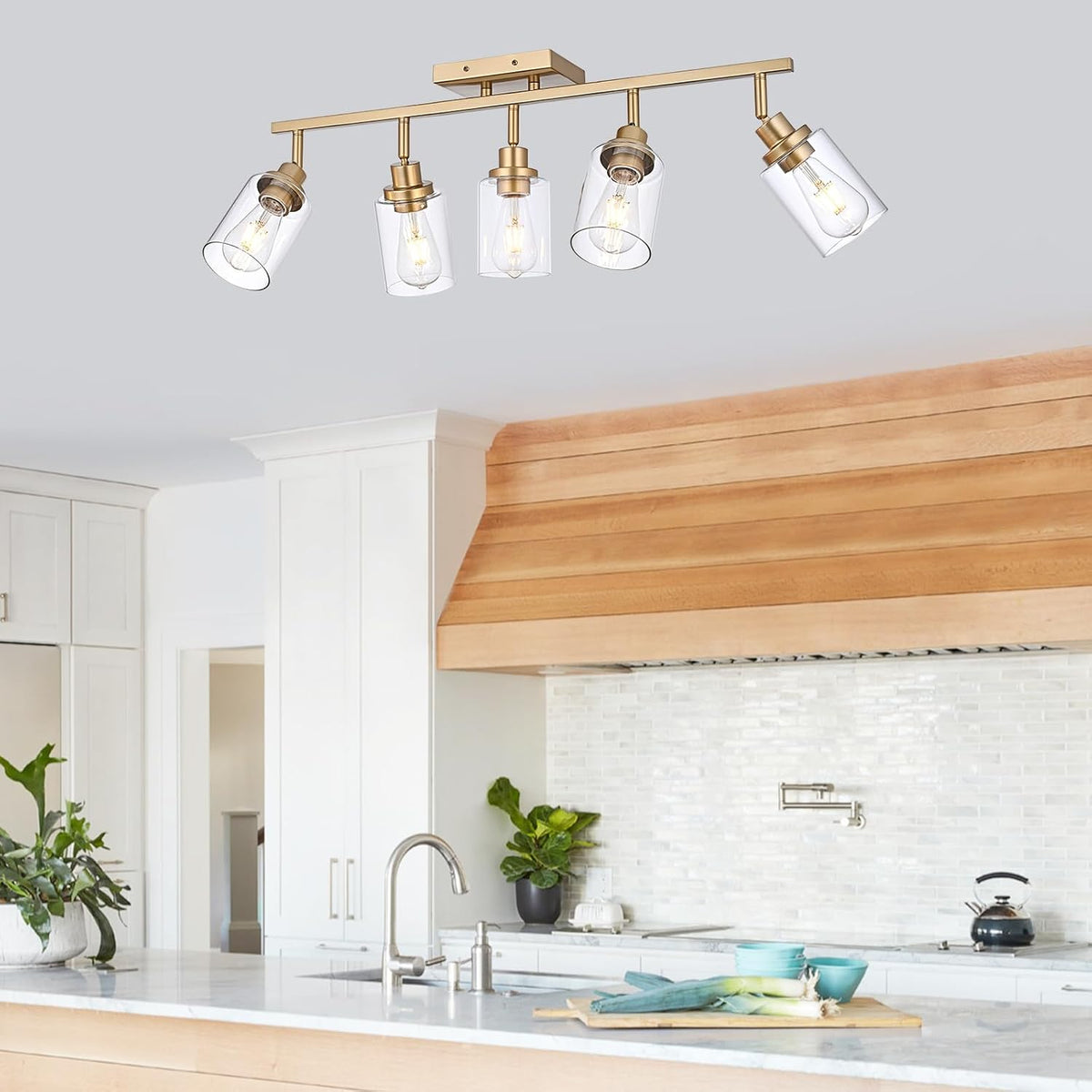 5‑Light Gold Rotatable Track Light Kit