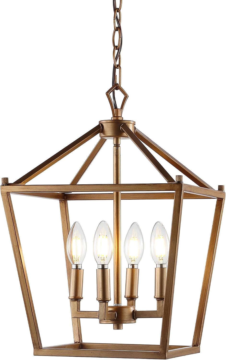 4‑Light Antique‑Gold Pagoda Pendant Light