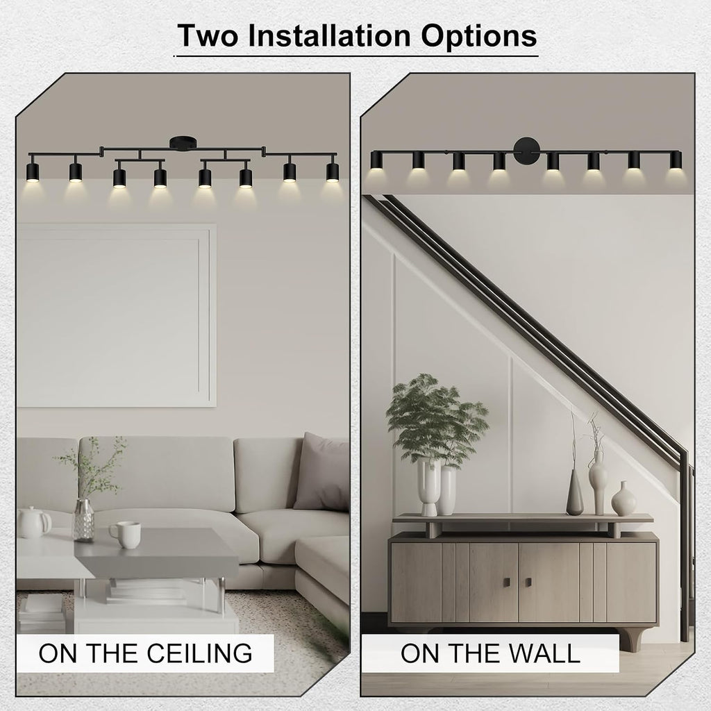 8‑Light Matte Black Track Light Fixture