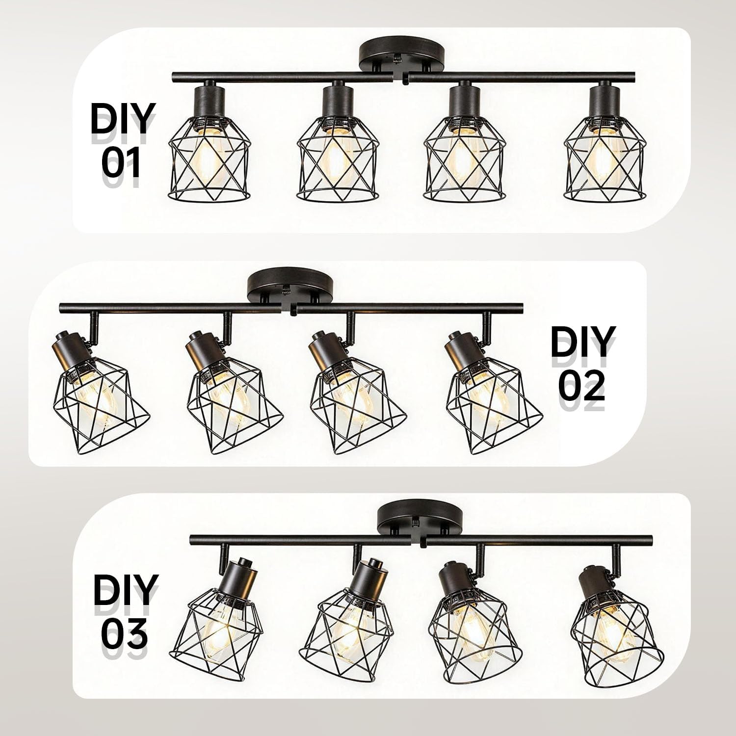 4‑Light Rotatable Track Ceiling Light