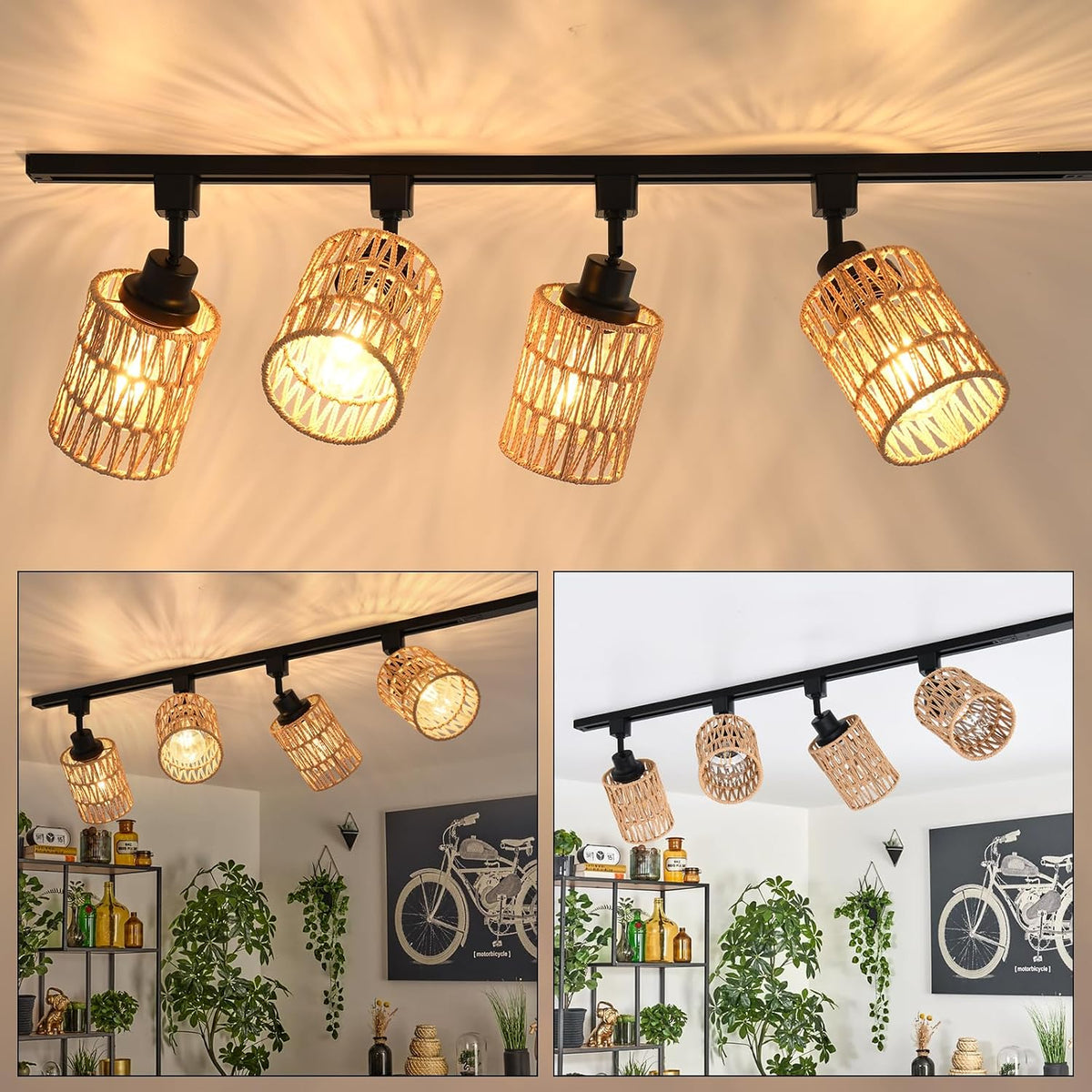 4‑Pack Rattan H‑Track Light Heads