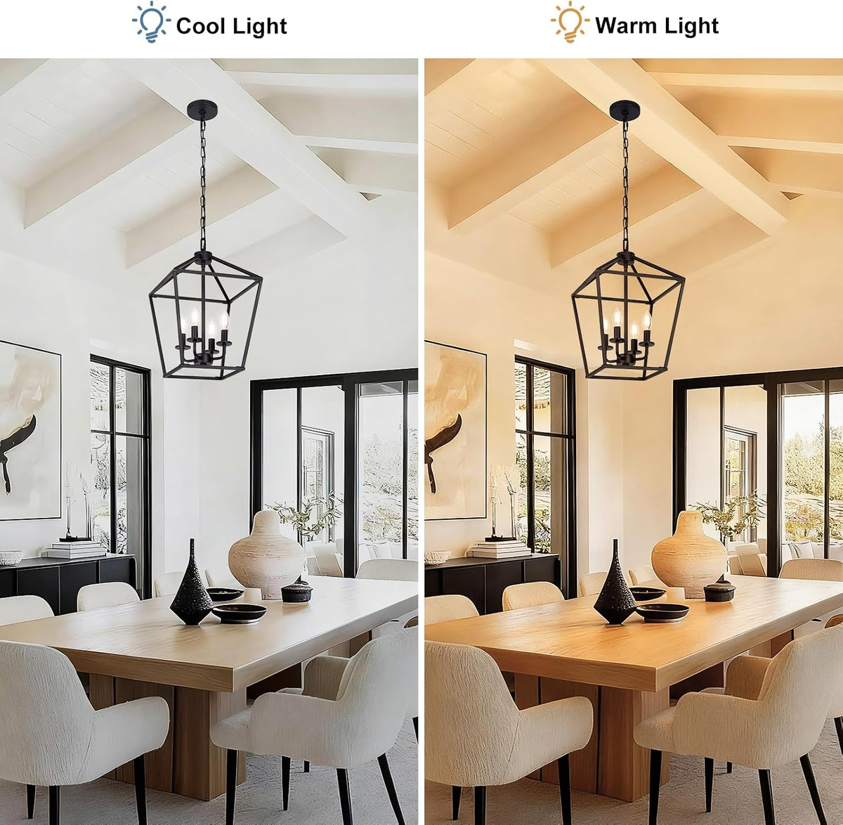 4‑Light Black Cage Industrial Chandelier