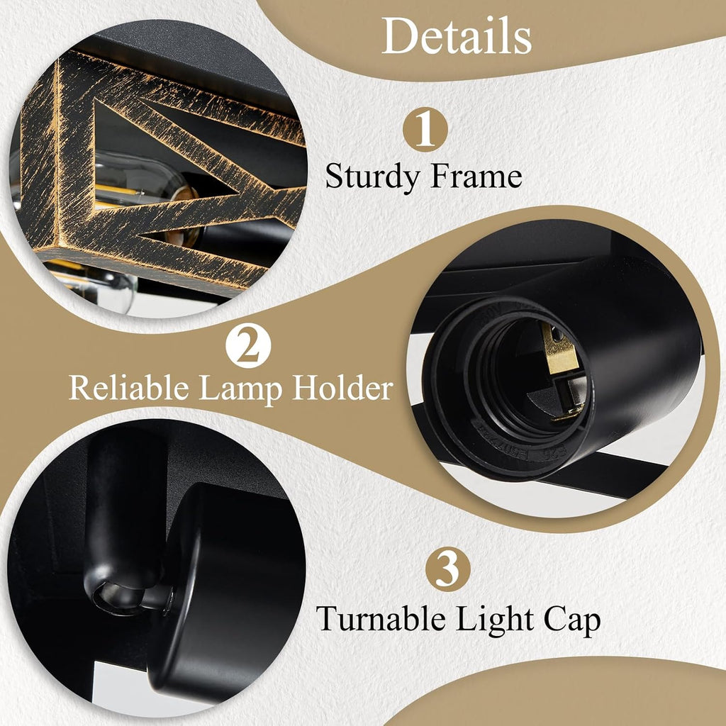 2‑Pack Black Square Flush Mount Lights