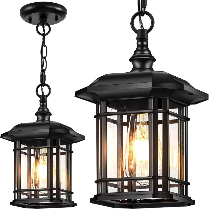 Black Waterproof Farmhouse Outdoor Pendant Light